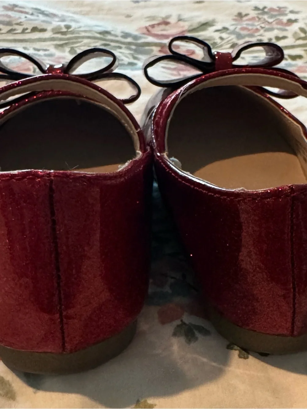 The Children's Place Red Glitter Bow Mary Jane Shoes